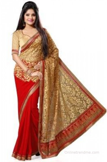 Saree Swarg Embellished Bollywood Georgette, Brasso Sari